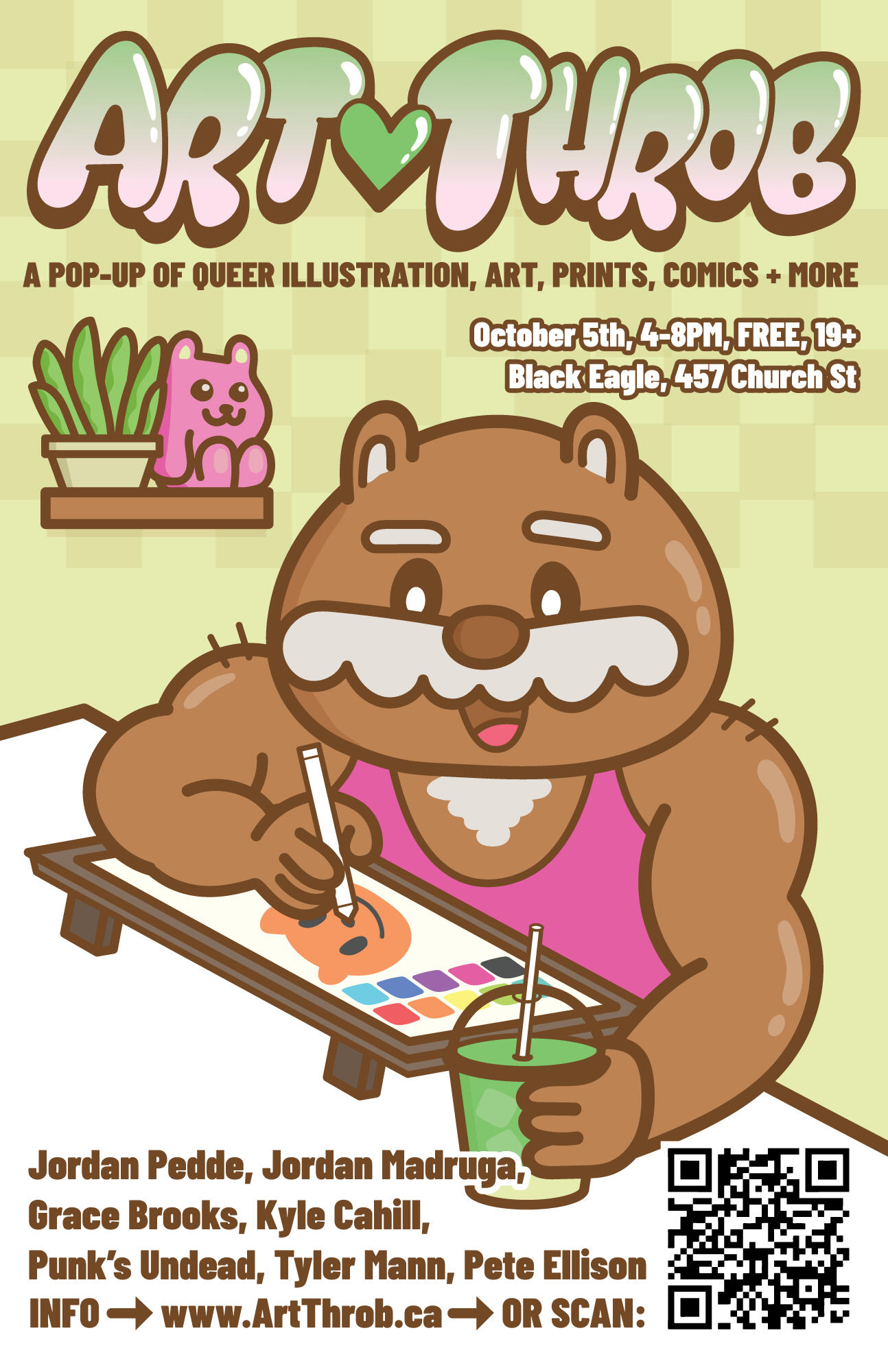ART THROB, A Pop-Up of Queer / Illustration, Art, Prints, Comics + More. October 5th, 4-8PM, Free, 19+ / Black Eagle, 457 Church St