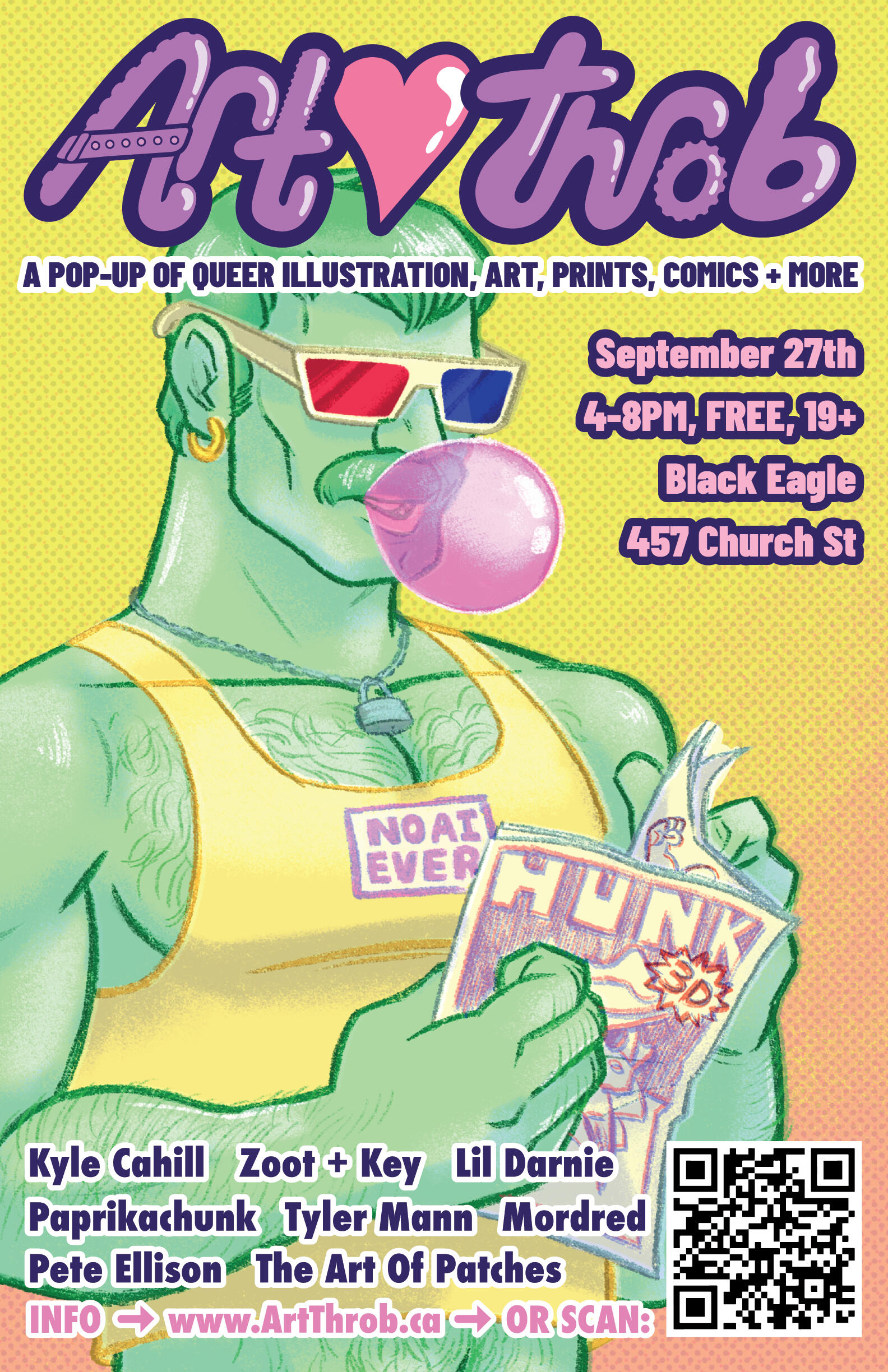 ART THROB, A Pop-Up of Queer / Illustration, Art, Prints, Comics + More. October 5th, 4-8PM, Free, 19+ / Black Eagle, 457 Church St